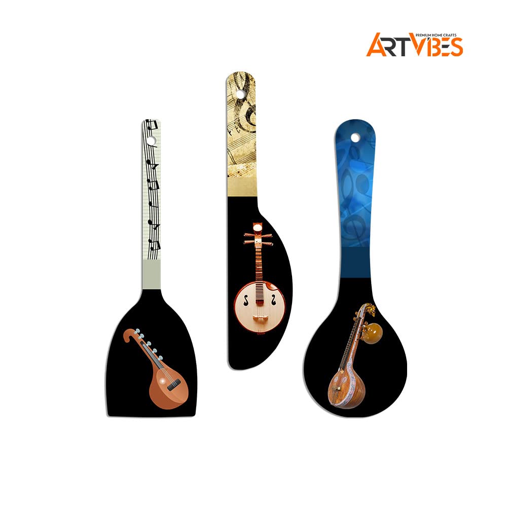 Artvibes Sitar Music Instrument Wooden Wall Hanger for Home | Office | Living Room | Gift | Modern Decoration Items | Kitchen Wa