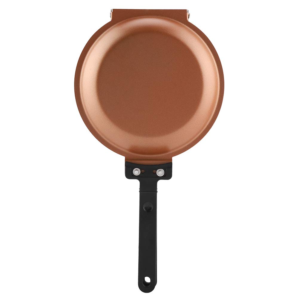 POCREATION Double Side Frying Pan, Nonstick Pancake Maker for Fried Eggs and Toast, Flip Pan with Heat Resistant Handle, Easy Cl