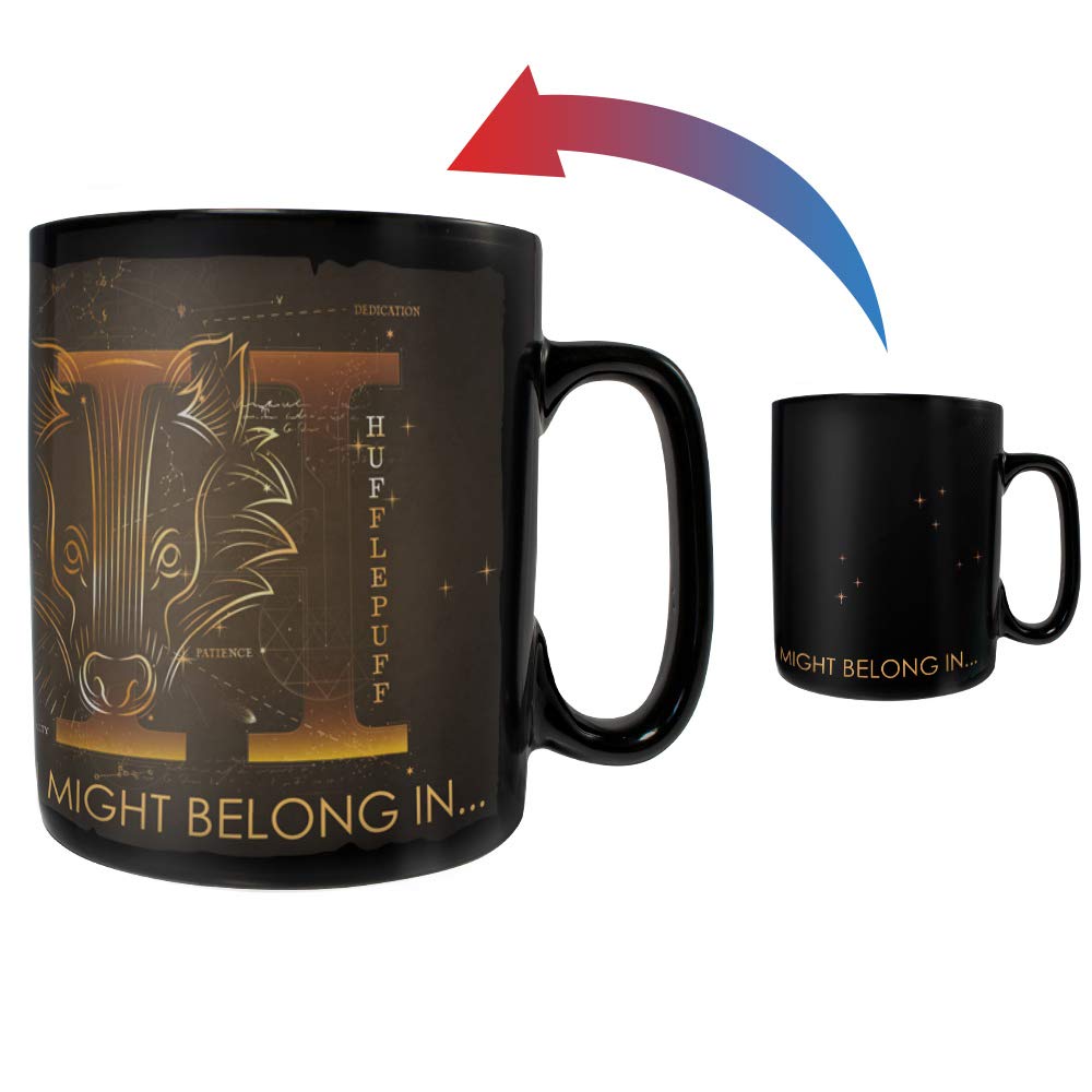 Morphing Mugs Harry Potter - Celestial Hogwarts Houses - Hufflepuff - Sorting Hat - 16 Oz Large Ceramic Heat Sensitive Clue Mug