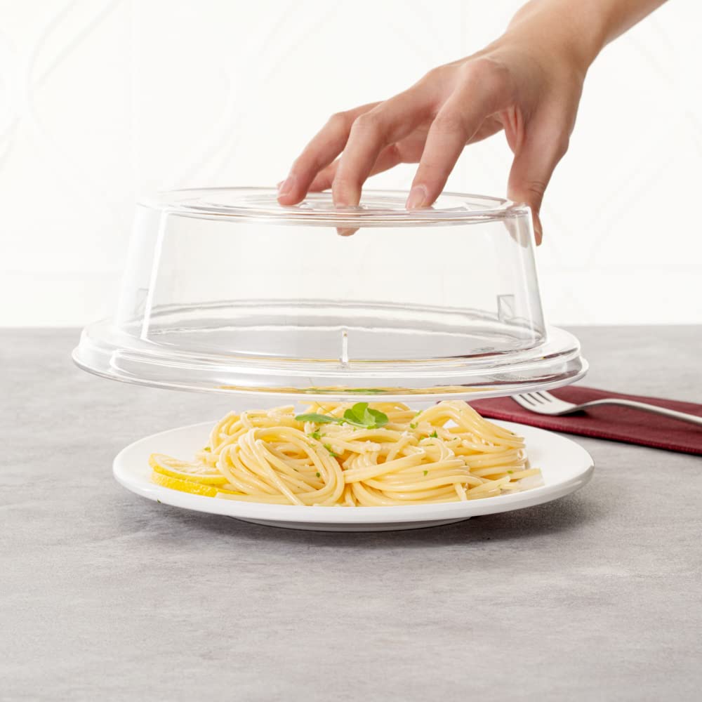 Restaurantware Cater Tek 8.5 Inch Polycarbonate Plate Cover 1 Shatterproof Dish Cover - Dishwashable For 8-Inch Plates Clear Pla