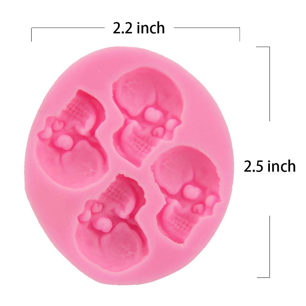 Baola Chocolate Candy Molds, Halloween Skulls Silicone, Fondant Mold For Cake Decoration Wedding Party Supplies Set Of 3