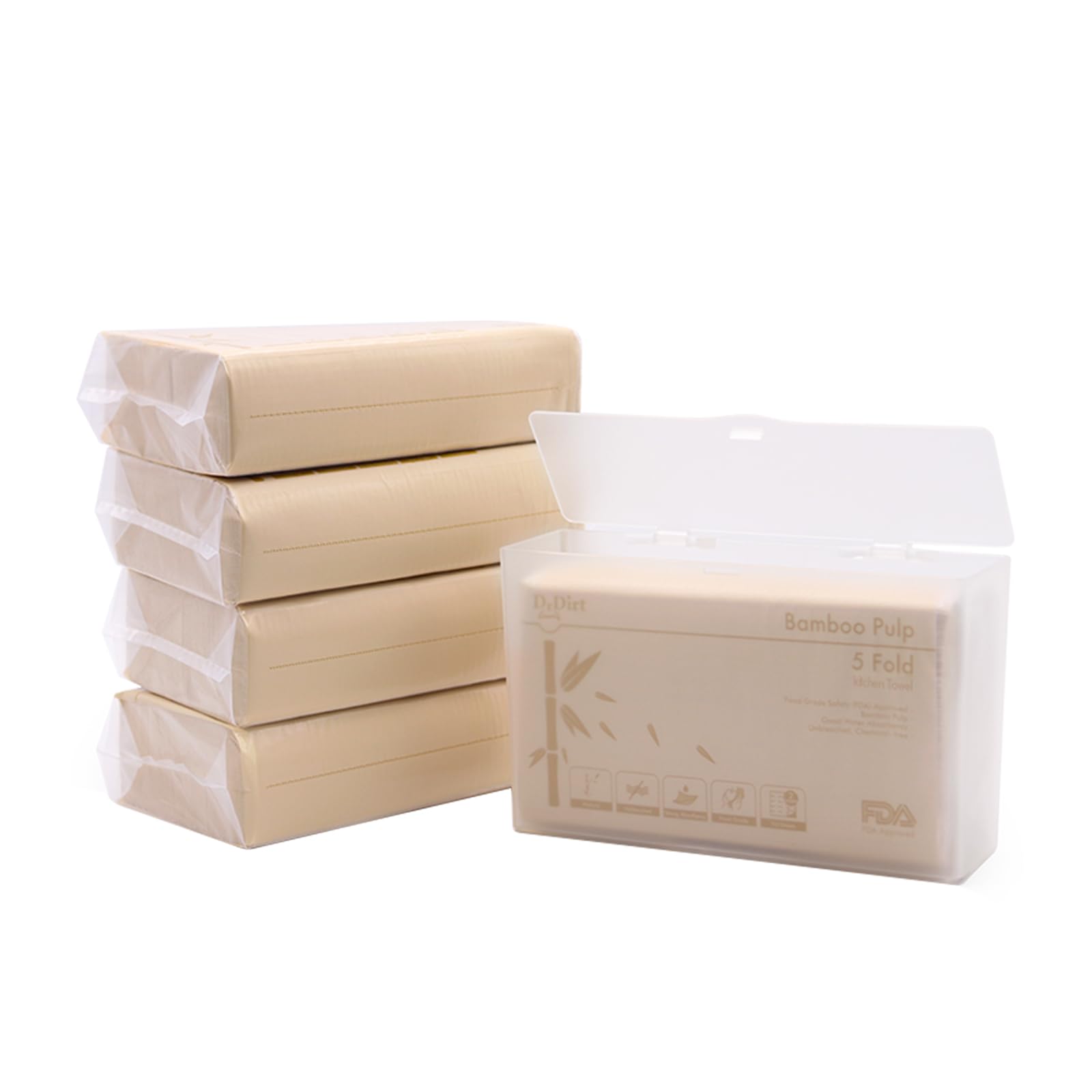 Drdirt Bamboo Multifold Paper Towels - Five-Fold Design, Sustainable, Soft And Absorbent Hand Towels For Bathroom,Home And Kitch