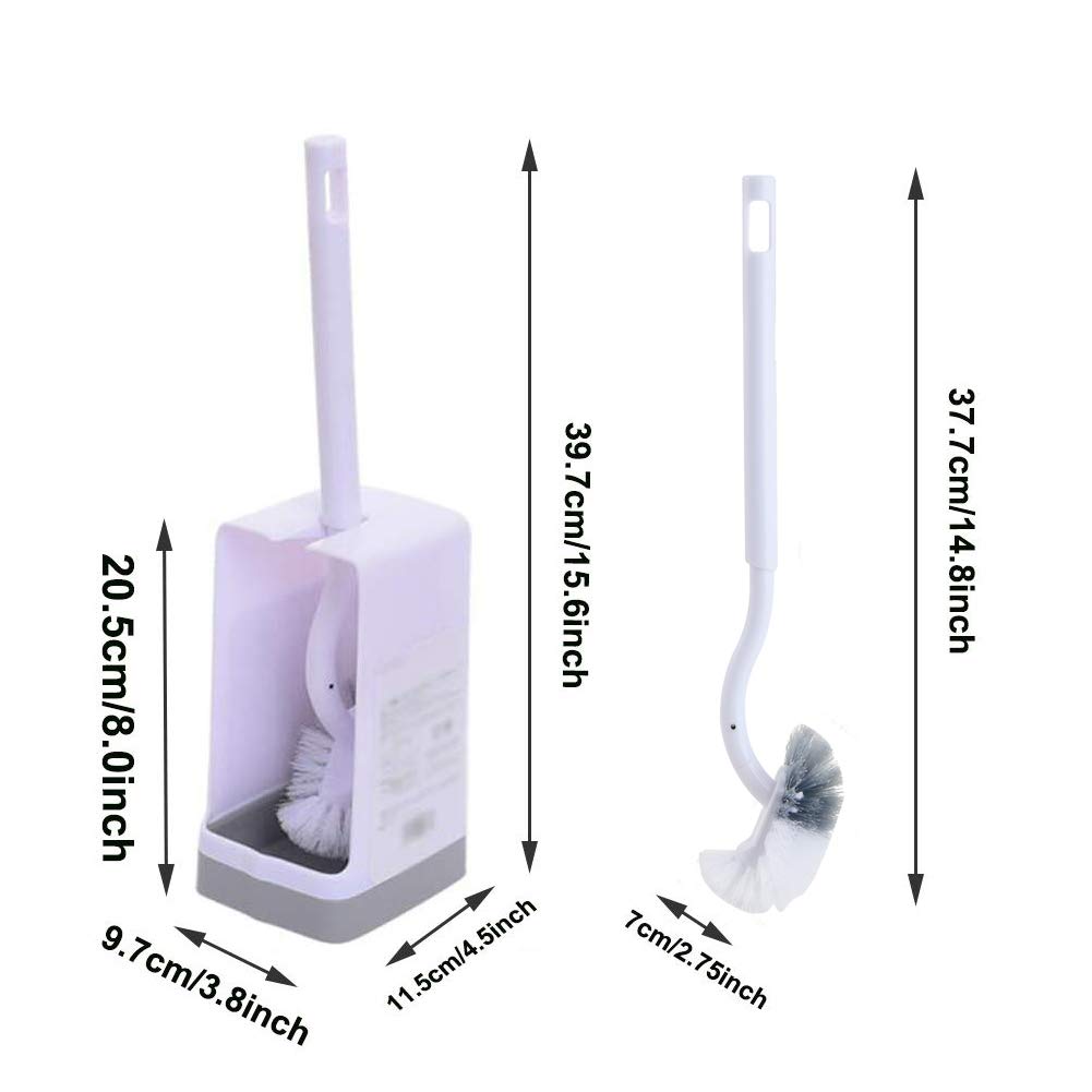 Marbrasse Toilet Brush Set - Curved Design for Deep Cleaning, ABS Material, 2 Pack, Compact Holder