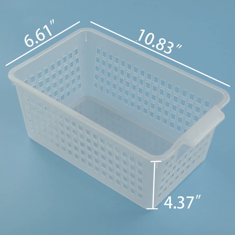 Qskely Plastic Clear Storage Basket, Rectangle, Pack Of 6
