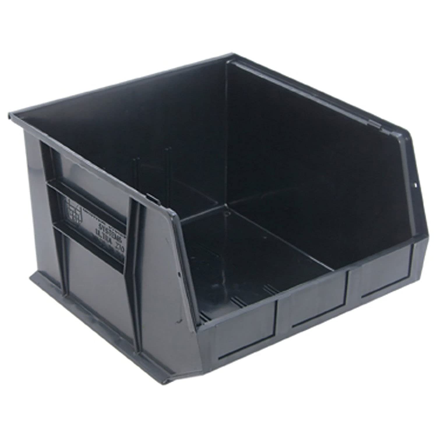 Quantum Qus270 Plastic Stacking Bin, 16-1/2 X 18 X 11 Black - Lot Of 3