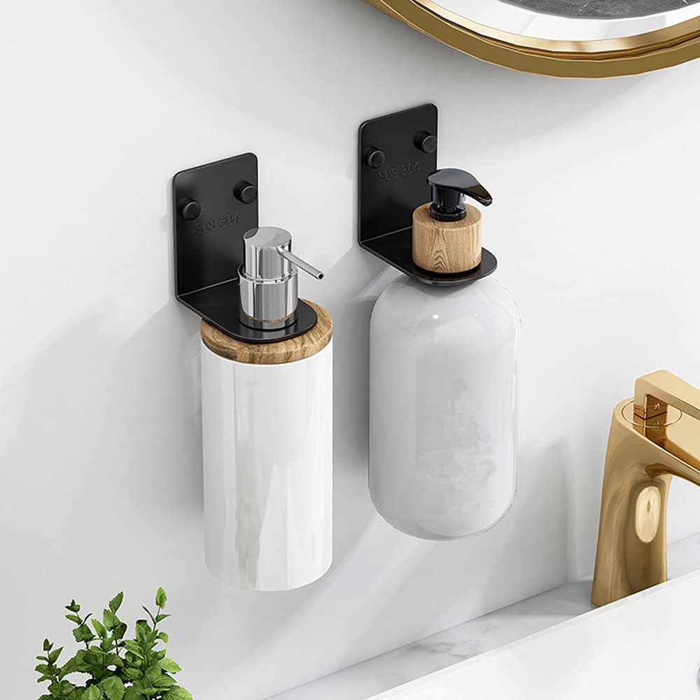 Bijun Soap Bottle Dispenser Holder Wall Mount,Wall Mounted Pump Hand Stand Hanging Jar Hanger Rack Shampoo Standing Shelf Storag