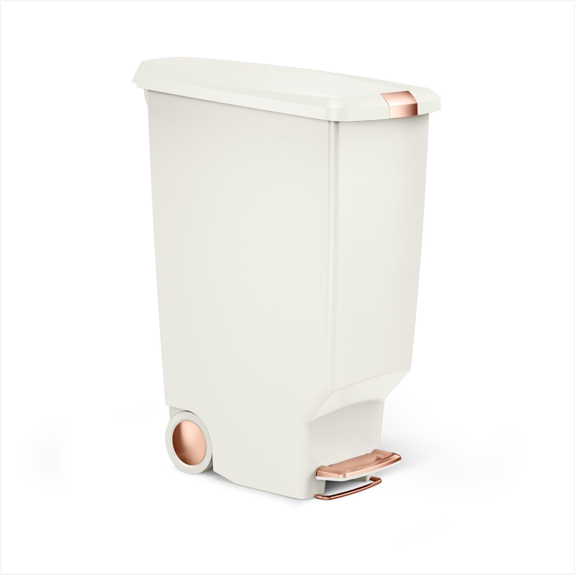 simplehuman 40 Liter / 10.6 Gallon Hybrid Slim Kitchen Step Trash Can with Secure Slide Lock, Cream Plastic