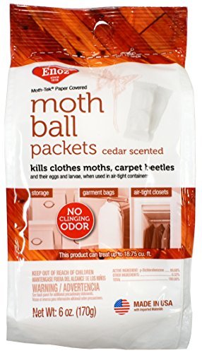 Enoz Moth Ball Packets - Ceder Scented Kills Clothes Moths, Carpet Beetles, And Eggs And Larvae