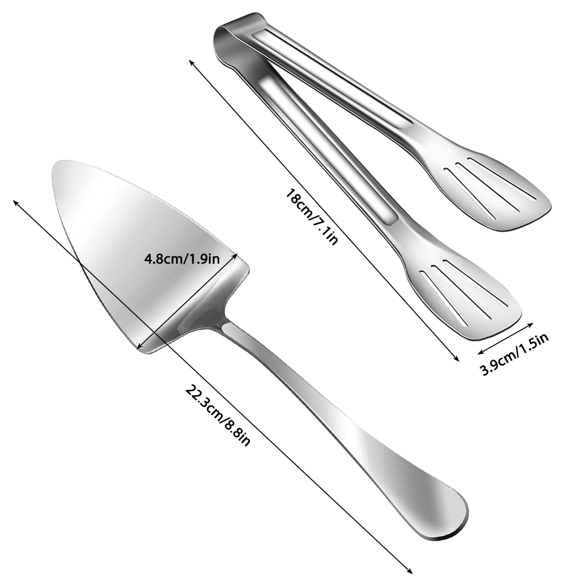 Set Of 6, Pie Cake Servers And Kitchen Tongs, Lyflux 3 Pcs Pizza Pastry Servers, 3 Pcs Stainless Steel Food Tongs Great For Part