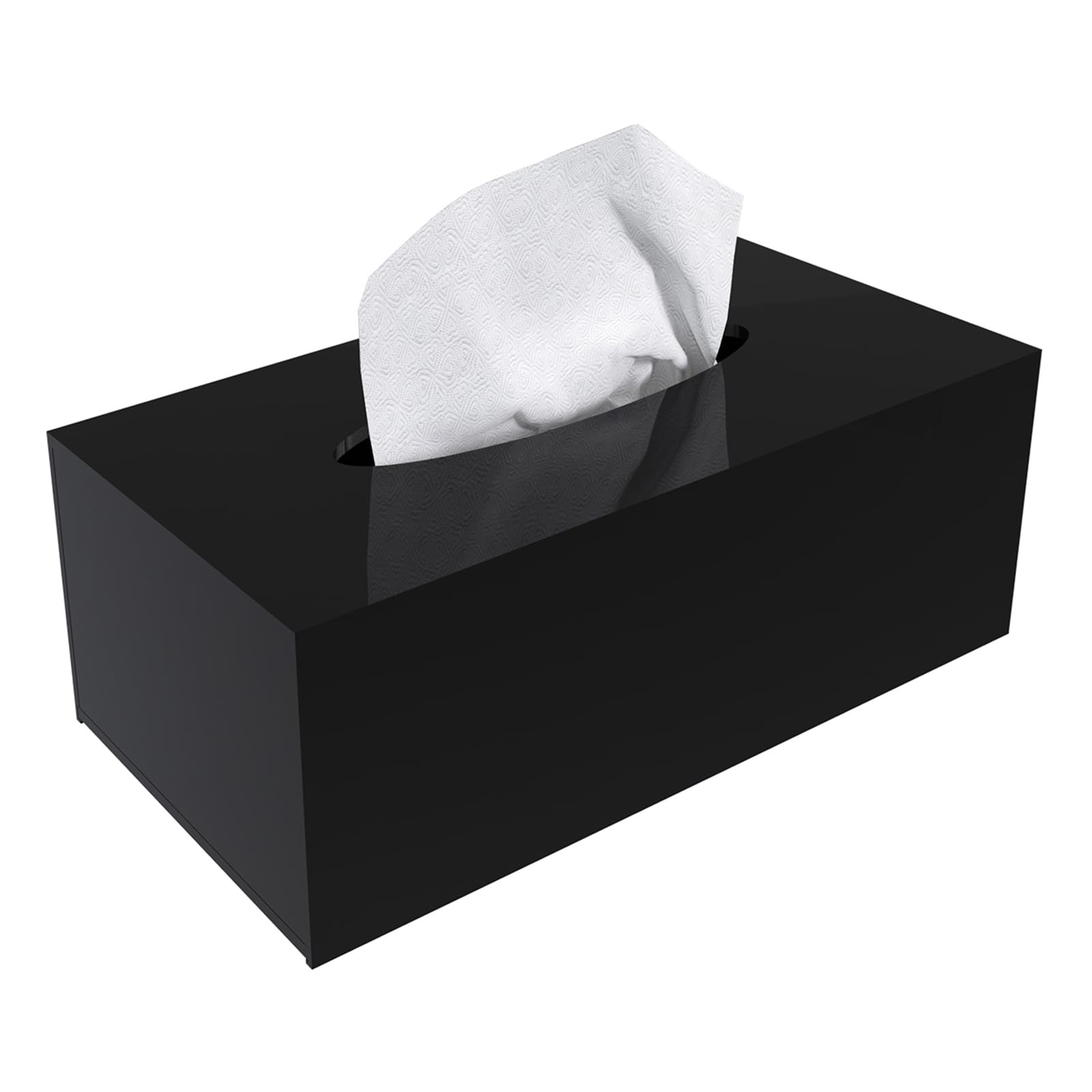Silut Acrylic Tissue Box Cover, Tissue Box Holder, Tissue Box Cover Rectangle, Tissue Cover For Bathroom, Kitchen - Black