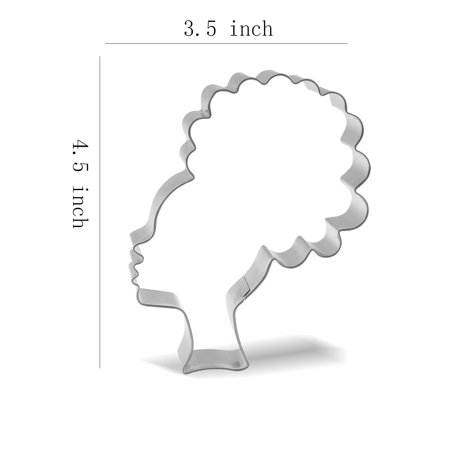 4.5 Inch Girl Face With High Puff On Natural Hair Cookie Cutter - Stainless Steel