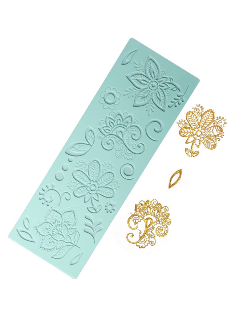 Anyana Flowers Leaves Cake Lace Mold, Lace Fondant Molds Silicone Lace Molds For Wedding Cake Decorating, Clay Mould,Gum Cupcake