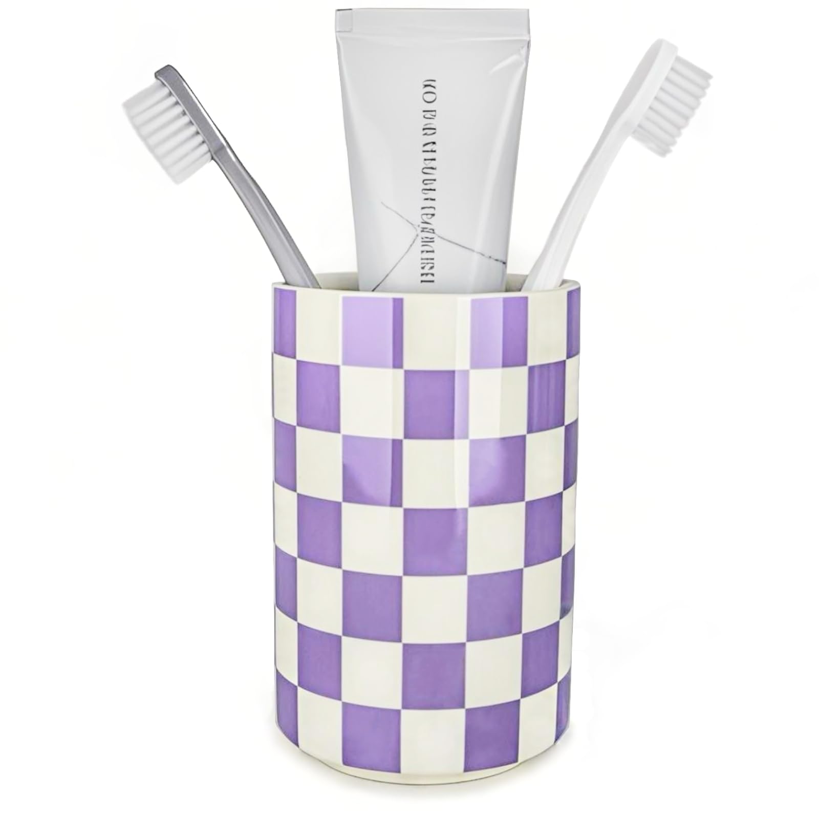 Ceramic Toothbrush Holder, Purple Tooth Brush Holders for Bathrooms, Lavender Bathroom Accessories, Modern Cute Tooth Brush Tumb