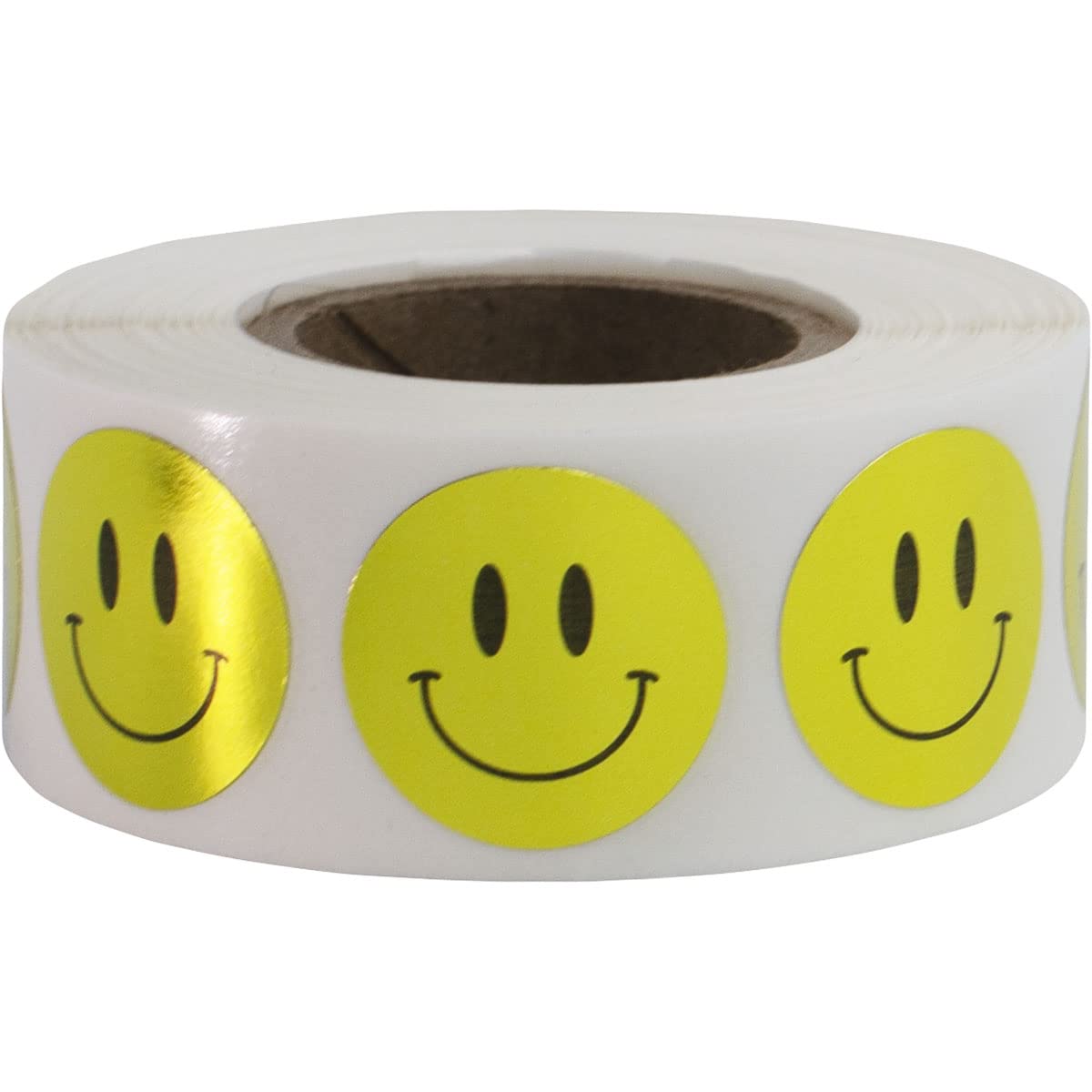 Metallic Gold Happy Face Labels 0.75 Inch 500 Total Adhesive Stickers