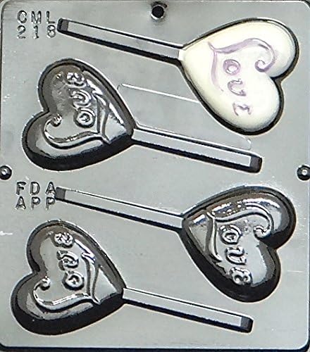 Love On A Heart Lollipop Chocolate Candy Mold 218