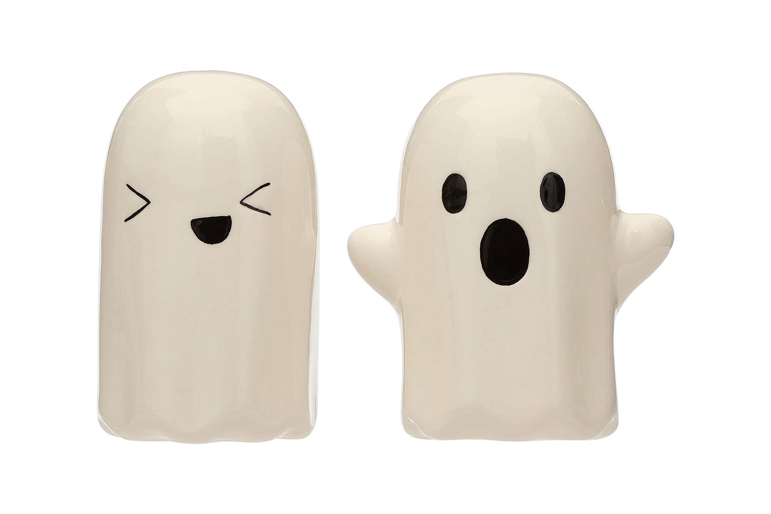 Pearhead Ceramic Ghosts Salt & Pepper Shakers, Halloween Accessory For The Home and Kitchen, Must Have Fall D  cor, Set of 2