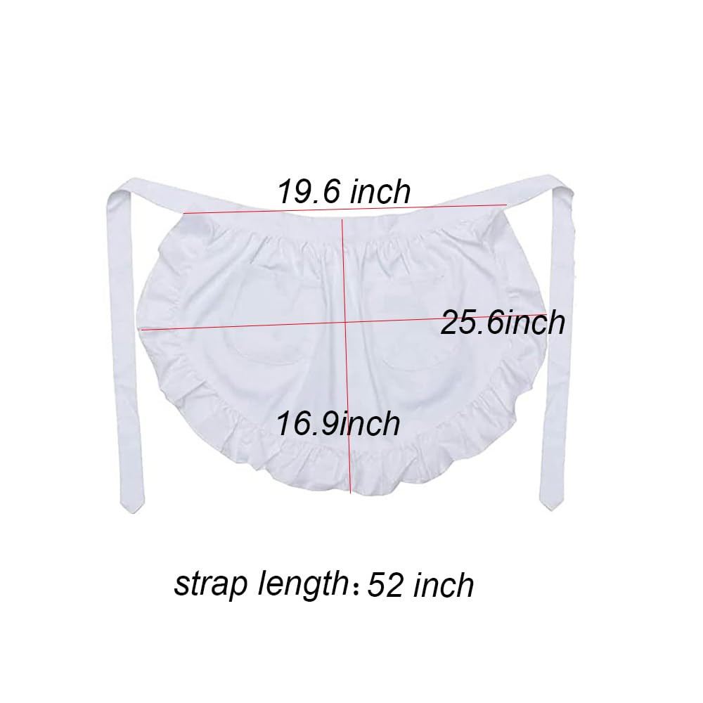 Giggskze Women'S Waist Apron With Two Pockets Half Apron Waitress Servant Costume Aprons For Kitchen Cooking Restaurant Coffee S