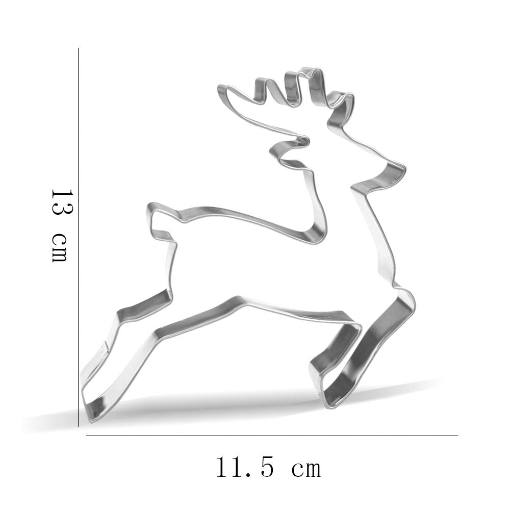 5.1 Inch Leaping Reindeer Cookie Cutter - Stainless Steel