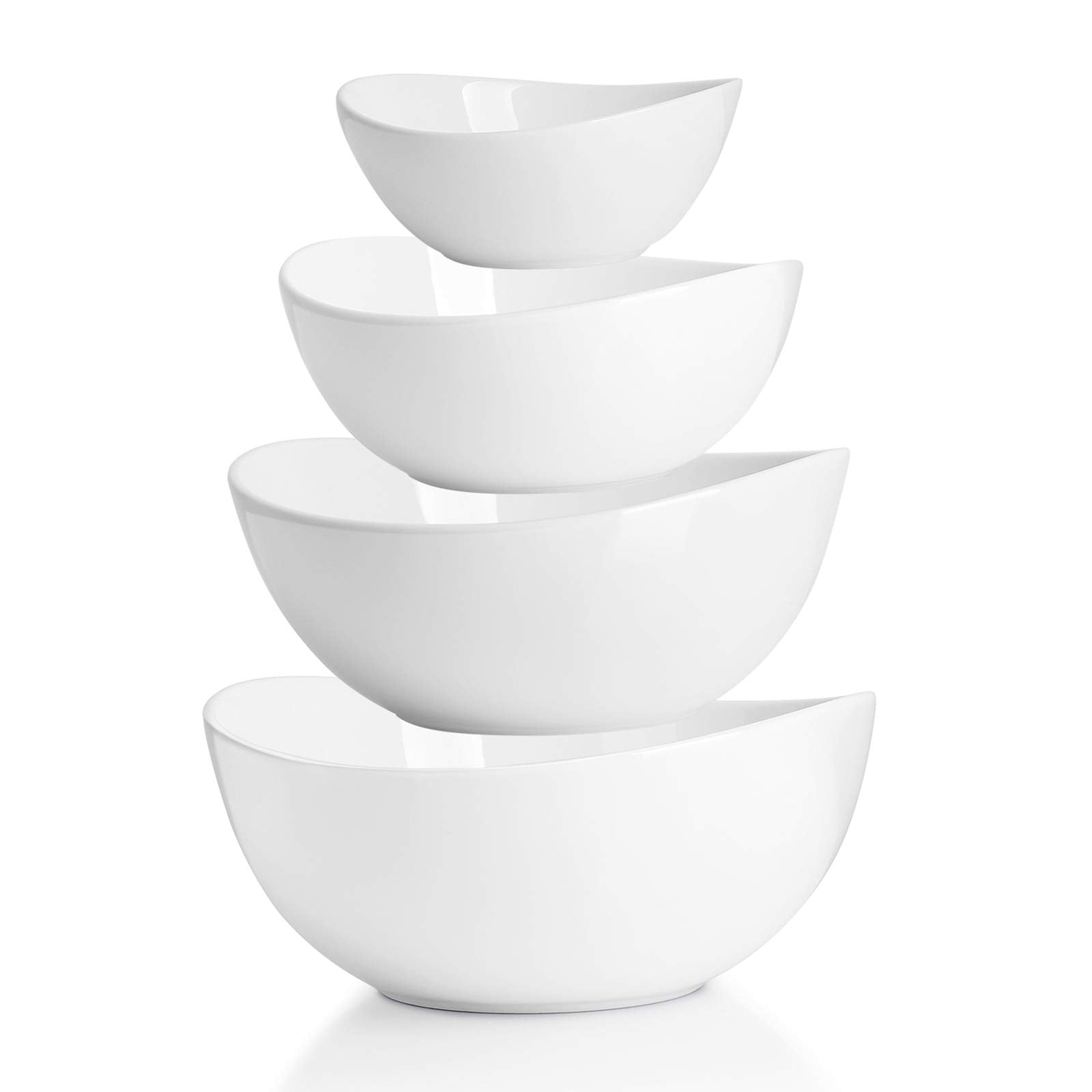 Sweese Porcelain Serving Bowls For Entertaining, 10-18-28-42 Ounce, Microwave & Dishwasher Safe, Large Serving Dishes, Prep Sala