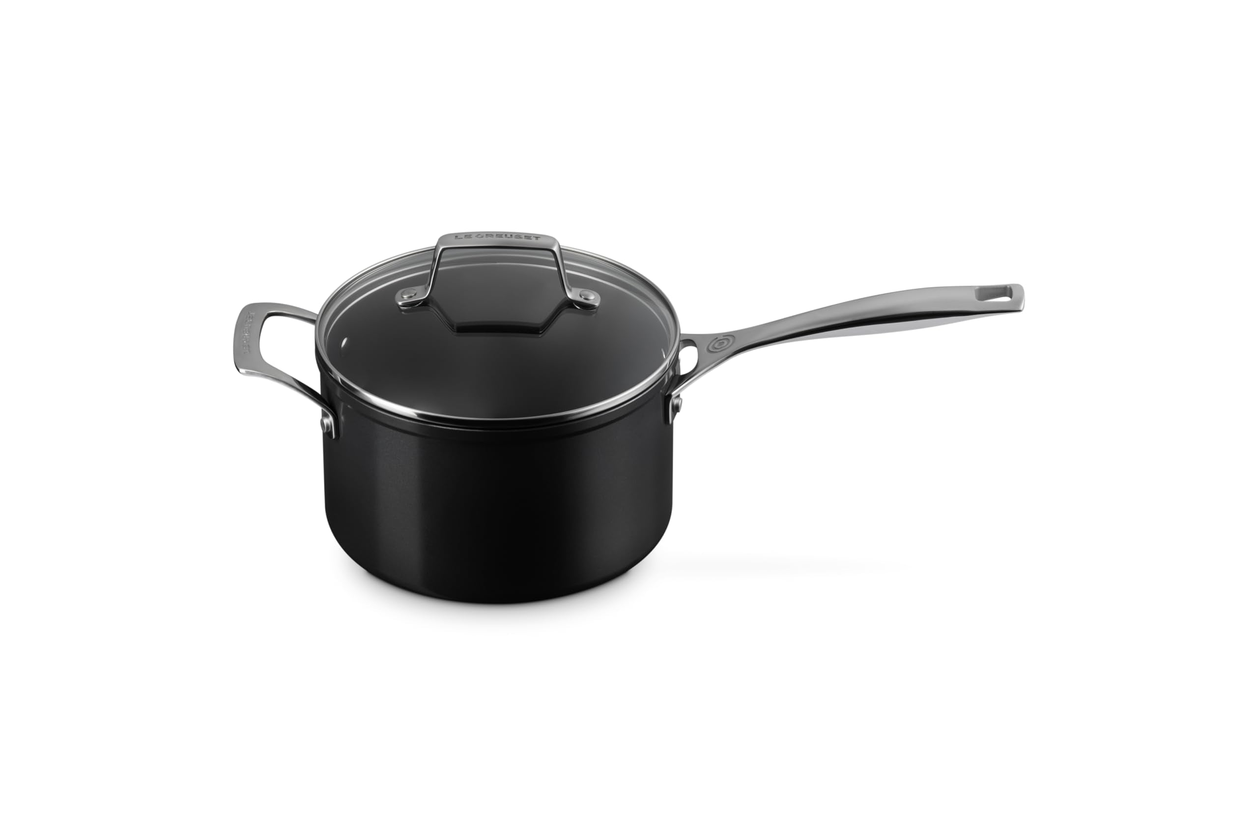 Le Creuset Essential Non-stick Ceramic Saucepan with Glass Lid, 4 qt.