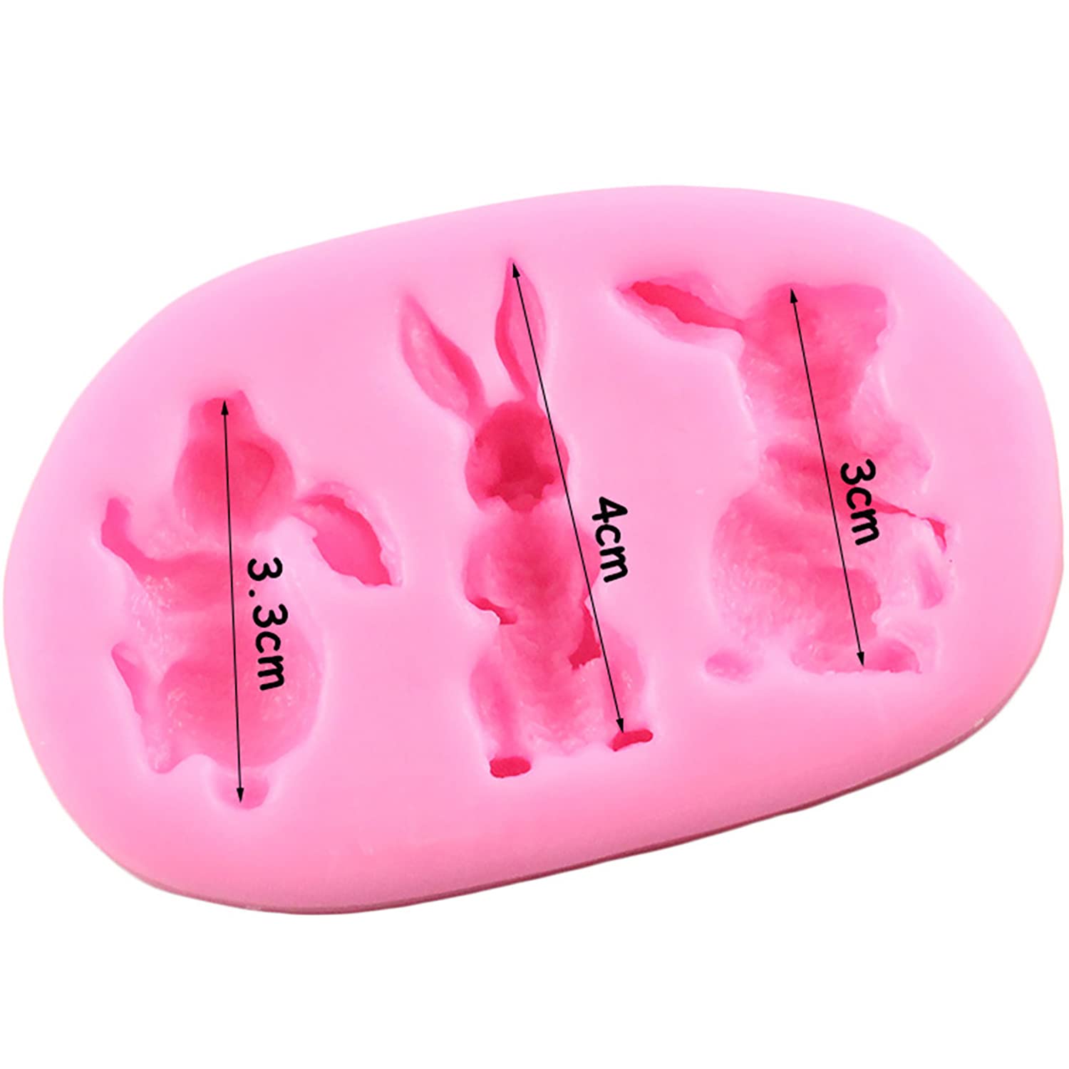 3 Cavity Mini Rabbit Bunny Animal Shape 3D Silicone Mold For Diy Fondant Candy Making Chocolate Molds Lollipop Desserts Ice Cube