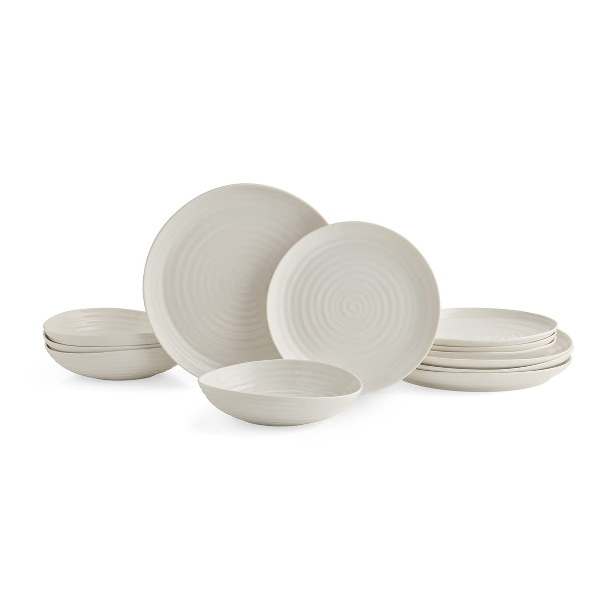 Portmeirion Sophie Conran 12 Piece Coupe Set | Elegant Porcelain Dinnerware Serving Plates | Appetizer, Buffet, Dinner, and Lunc