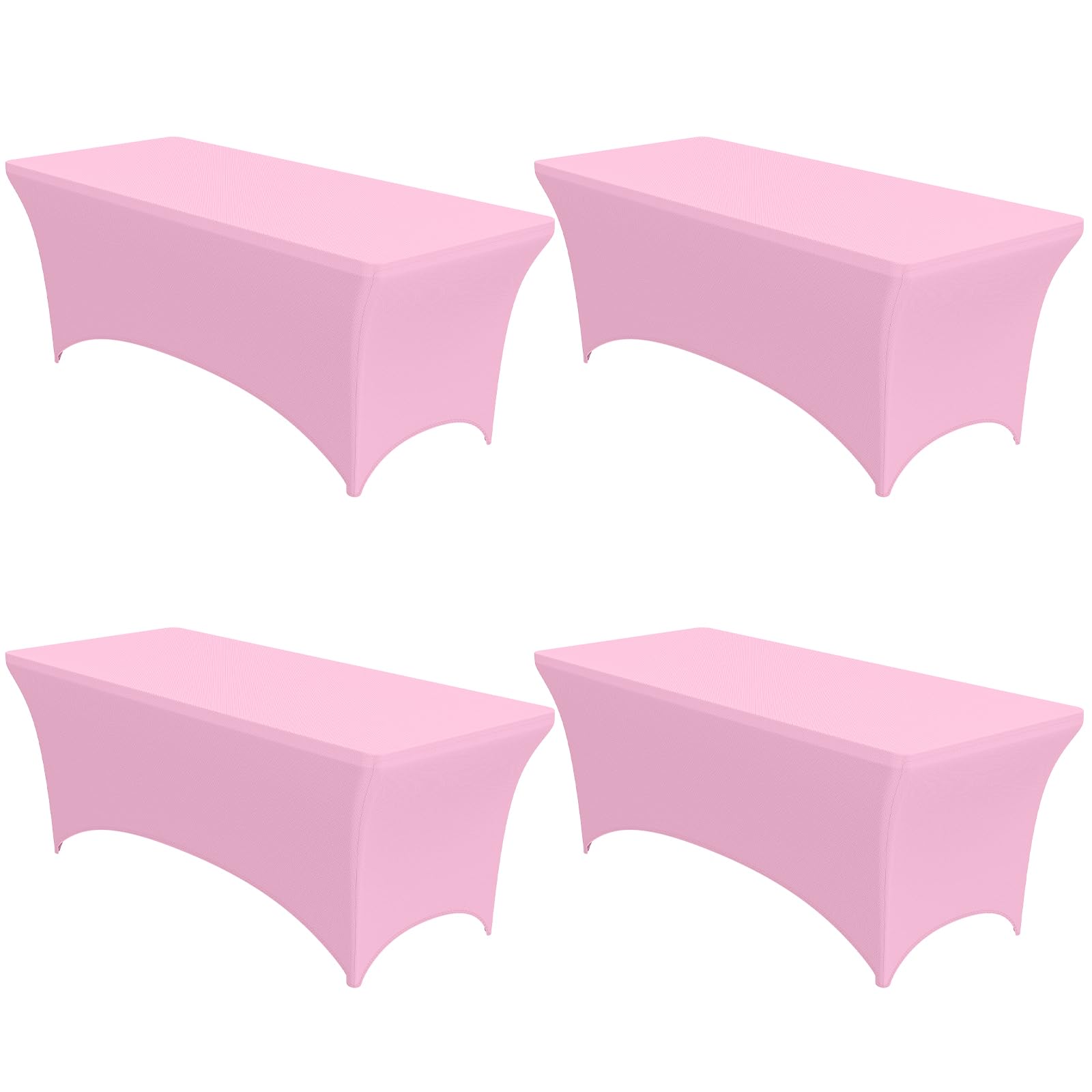 Niuara 4-Pack Pink Spandex Tablecloths - 72x30x30 Stretch Fitted Table Covers for 6ft Rectangle Folding Tables, Wrinkle-Resistan