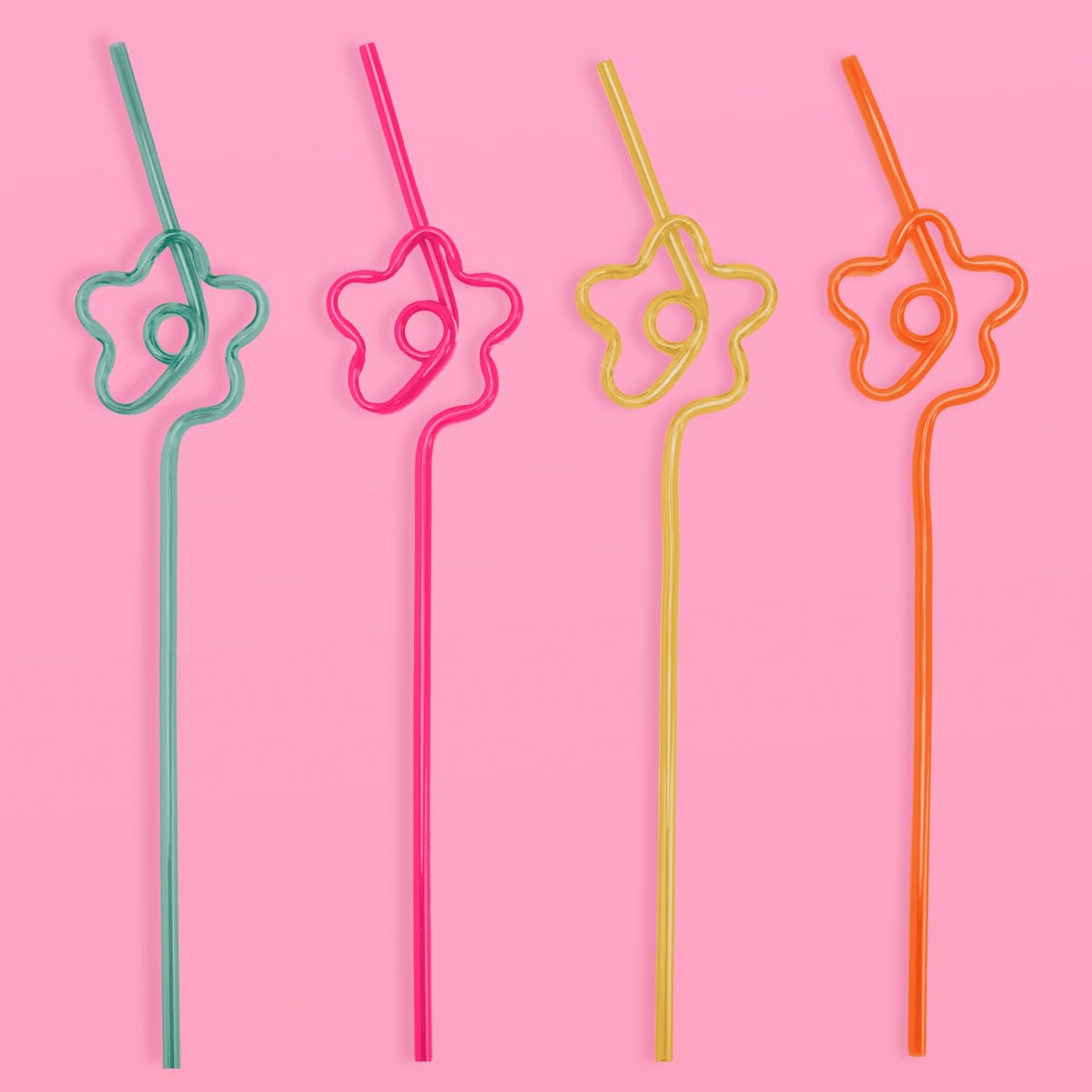 Xo, Fetti Rainbow Flower Reusable Straw Set - 20 Pc | Rainbow Birthday Party Decorations, Groovy Bachelorette Supplies, Baby Sho