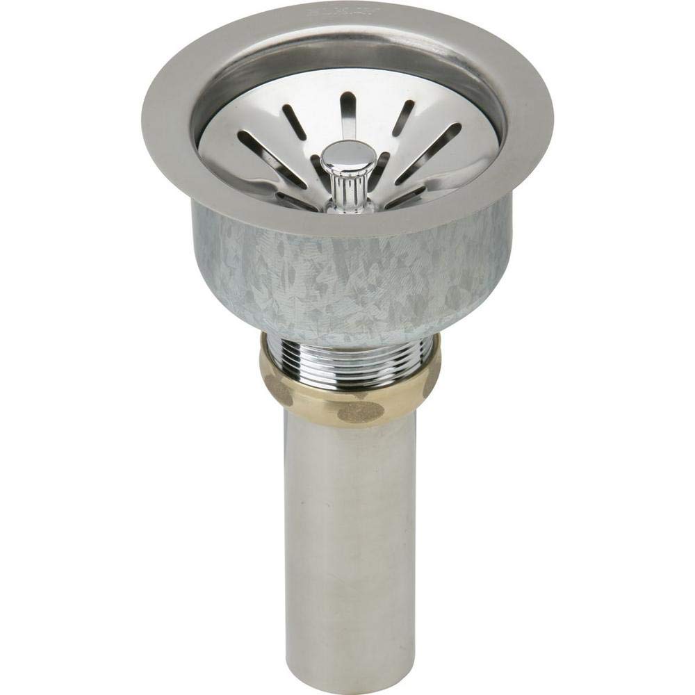 Elkay Deluxe 3-1/2'' Drain Type 304 Stainless Steel Body  Strainer Basket Rubber Seal and Tailpiece