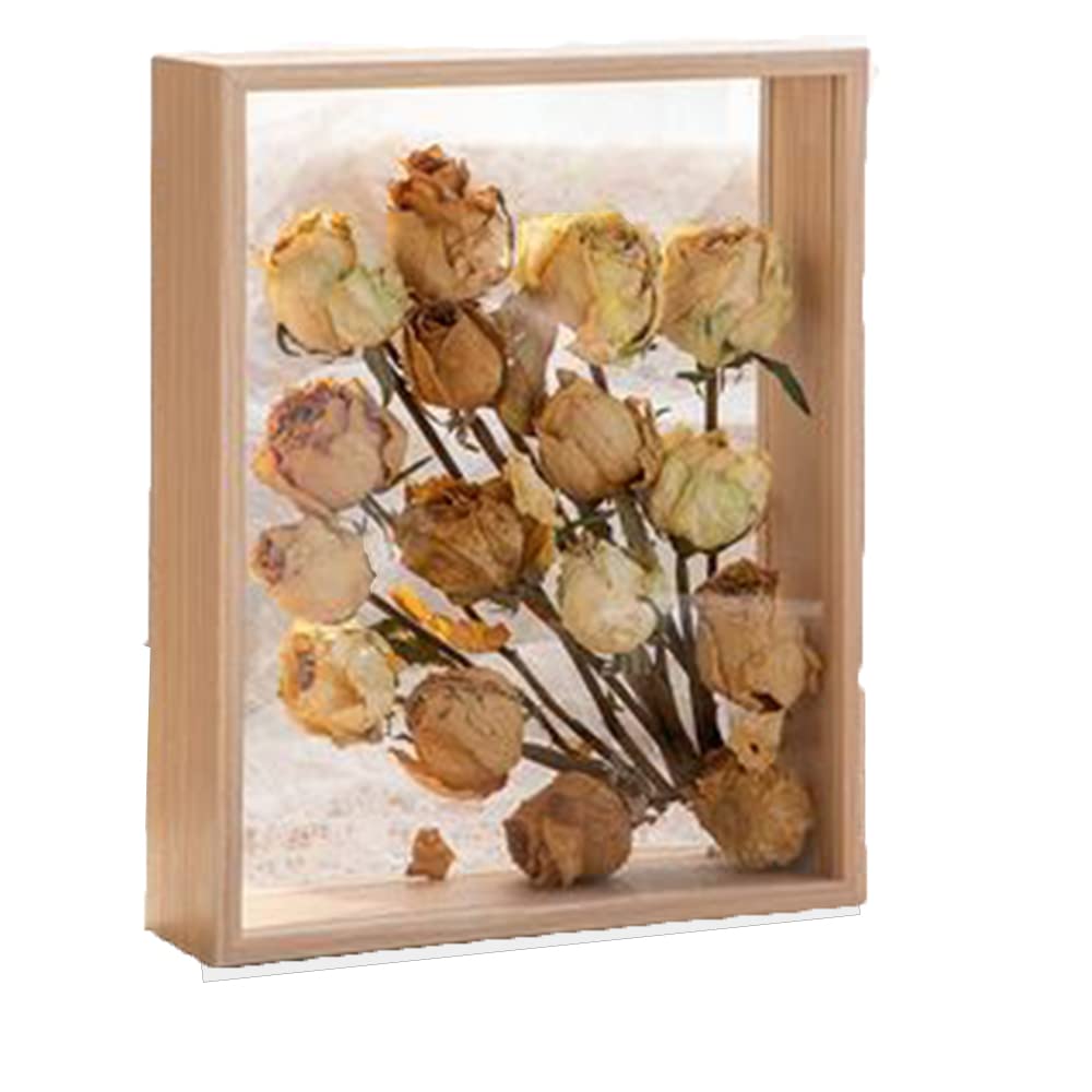 OUKEYI Wooden Dried Flower Photo Frame,Shadow Box Frame 8 x 10 Shadowbox Display Case Picture Frame Dried Flower Display Stand D