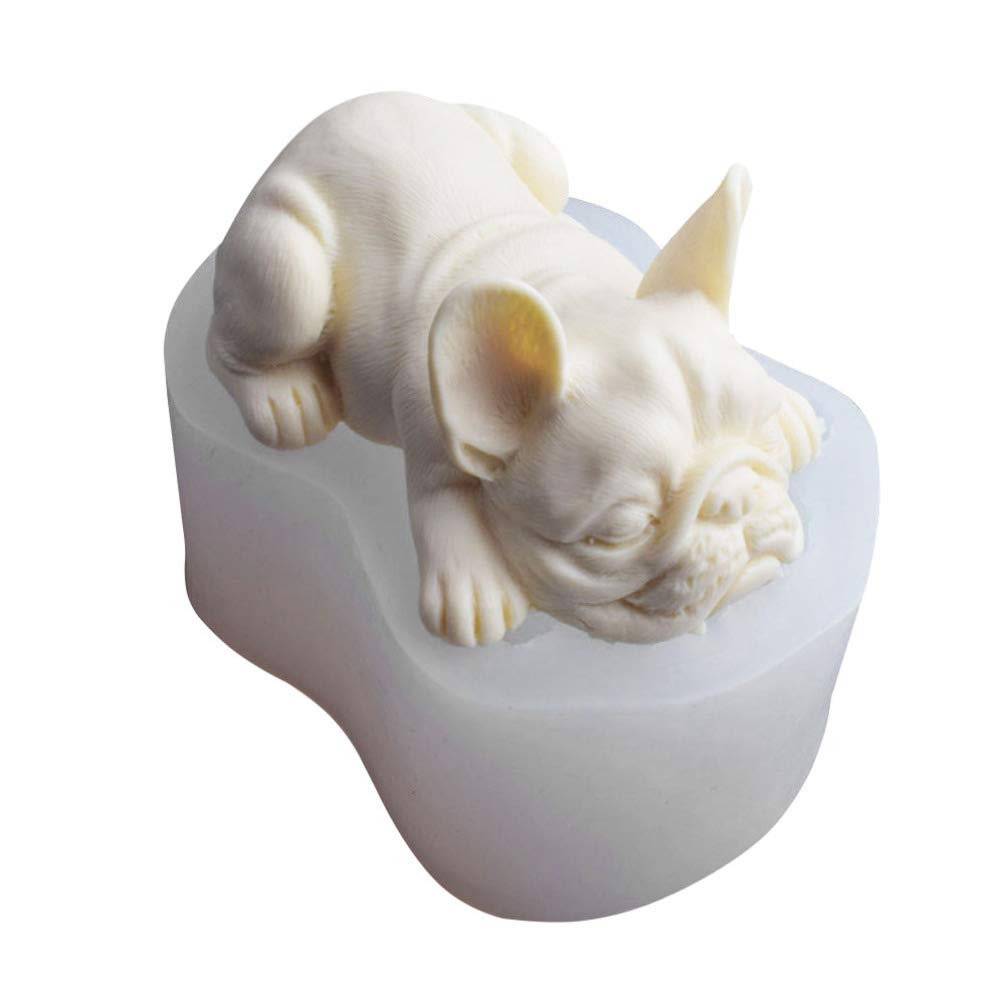 Kisangel French Bulldog Mold Sleeping Dog Silicone Mold For Fondant Chocolate Candy Gum Paste Polymer Clay Resin Making Kitchen