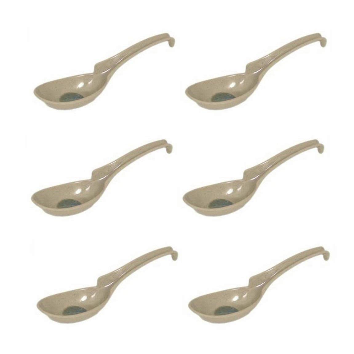 JapanBargain 2346, Set of 6 Asian Japanese Chinese Wonton Soba Rice Pho Ramen Noodle Soup Spoons Notch and Hook Ladle Style Spoo