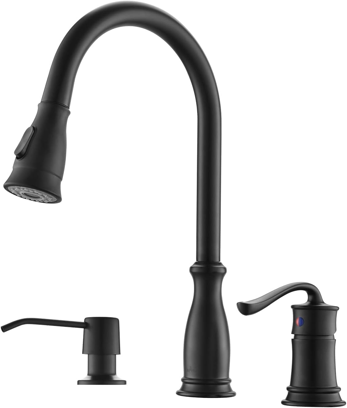 3 Hole Kitchen Faucet With Pull Down Sprayer, Appaso Kitchen Faucet With Soap Dispenser, 3 Pieces Kitchen Faucet With Separate H
