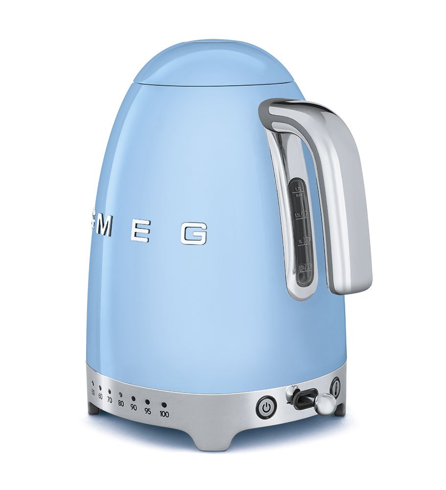Smeg 50'S Retro 7 Cup Stainless Steel Variable Temperature Electric Kettle With 7 Temperature Settings, Led Display, Swivel Base