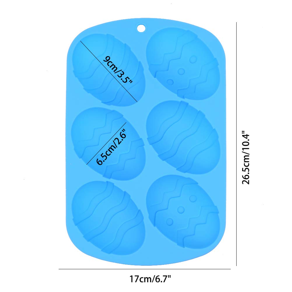Apol Set of 4 Silicone Easter Egg Baking Molds, 6-Cavity, Blue/Green/Red/Orange, Ideal for Cakes, Muffins, Chocolate, and Soap