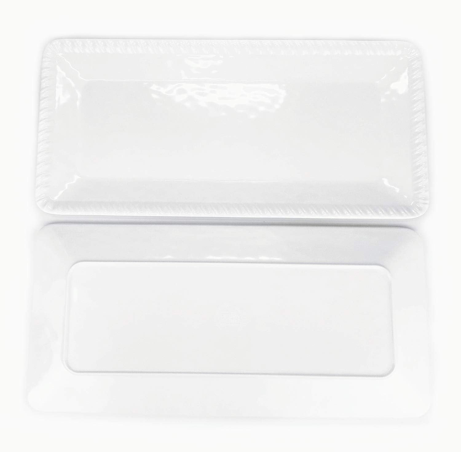 Kx-Ware 17-Inch Melamine Serving Tray/Platters Set Of 2, White & Rectangular | 100% Melamine,Dishwasher Safe,Bpa Free