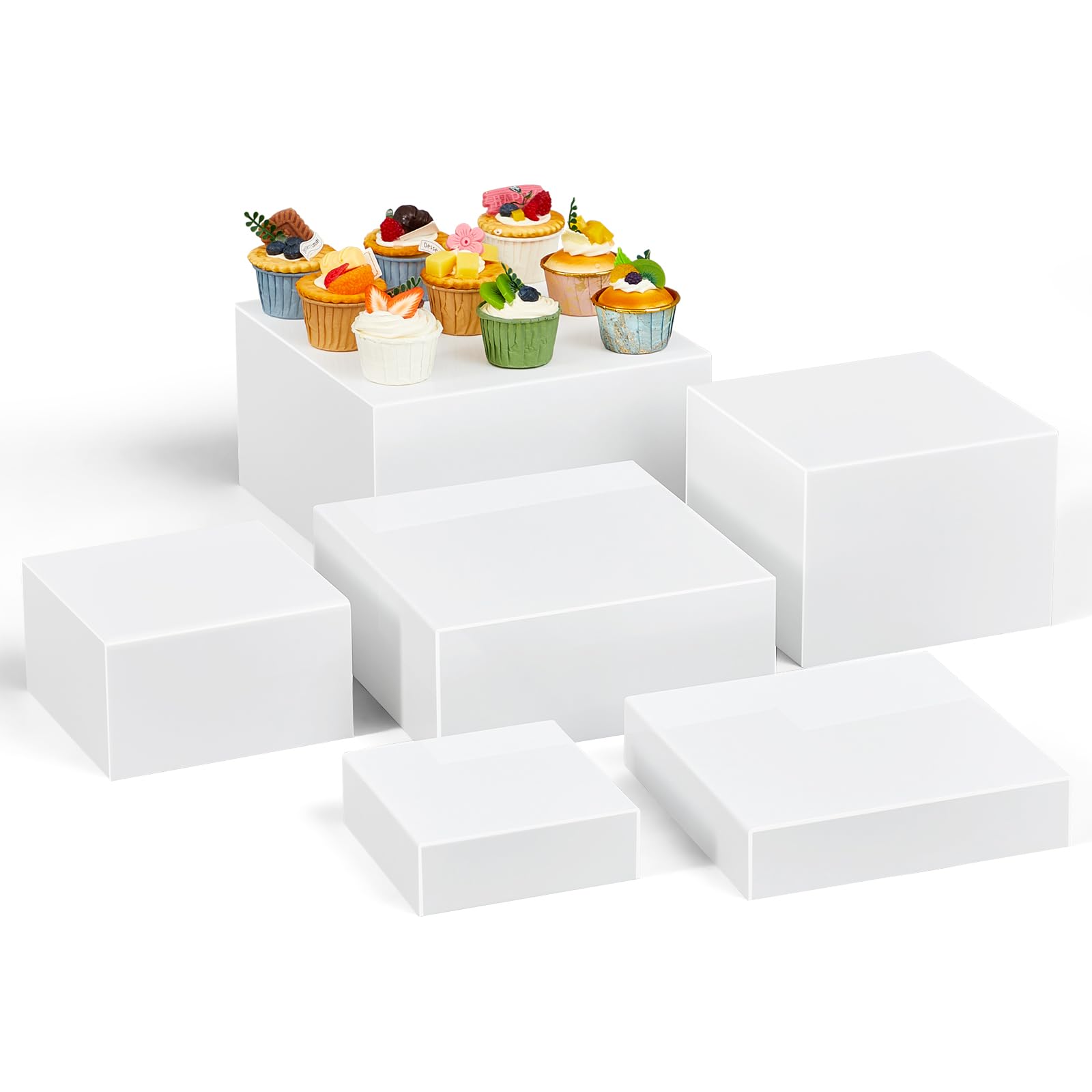 Leinuosen 6 Pcs Large Buffet Risers, 6 to 11 Inch Catering Dessert Table Risers Food Decorative Stands with hollow bottom for Ca