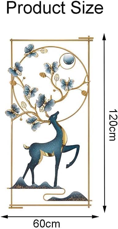 MANMOHINI CREATIONS Deer And Butterfly With LED Metal Frame Wall Dcor Entrance/Wall Hanging For Living Room, Bedroom, Home Offic