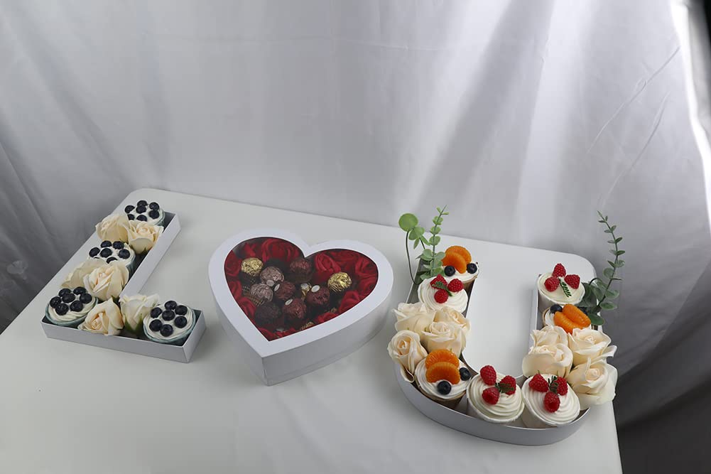 10U Shaped Cardboard Letter Mache Chocolate Sweets Candy Container Box (White,U )