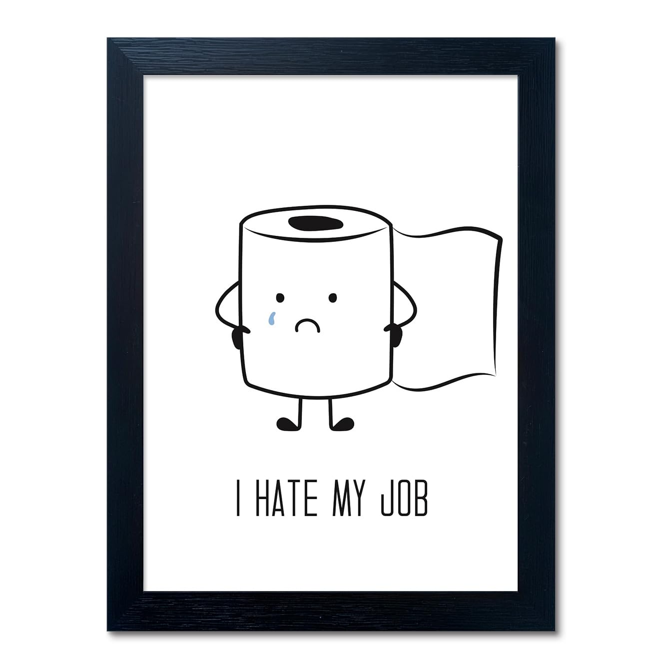 Black And White Bathroom Wall Decor, Funny Bathroom Wall Art, Black Framed Toilet Paper Art, Toiletpaper Roll Humorous Canvas Pr