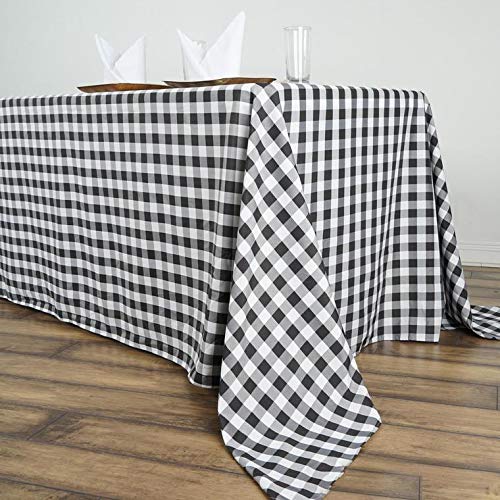 Balsacircle 90-Inch X 156-Inch Black Checkered Tablecloth Table Linens Wedding Party Events Decorations Kitchen Dining