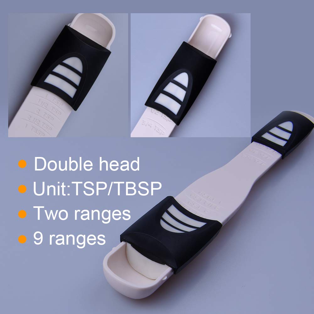 Adjustable Measuring Spoon White,Creative Double End Adjustable Scale, Eight Stalls Measuring Spoon,Measuring Dry/Semi-Liquid In