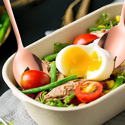 Arfuka Salad Servers Salad Spoons And Fork Set Stainless Steel Serving Utensils For Salad Gravies Or Pasta Rose Gold
