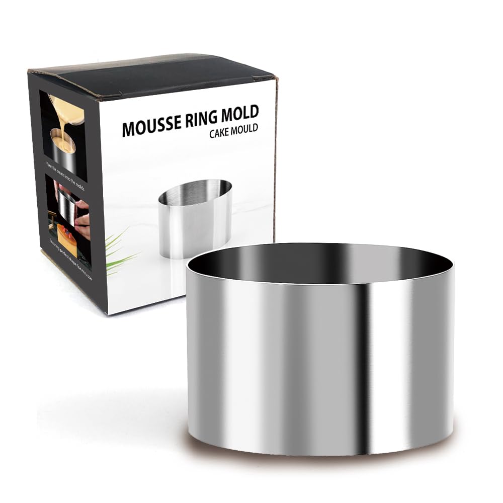 Guowall 3.15 X 2 Inch Seamless Cake Ring Stainless Steel Round Pastry And Food Ring Mousse Mold For Baking