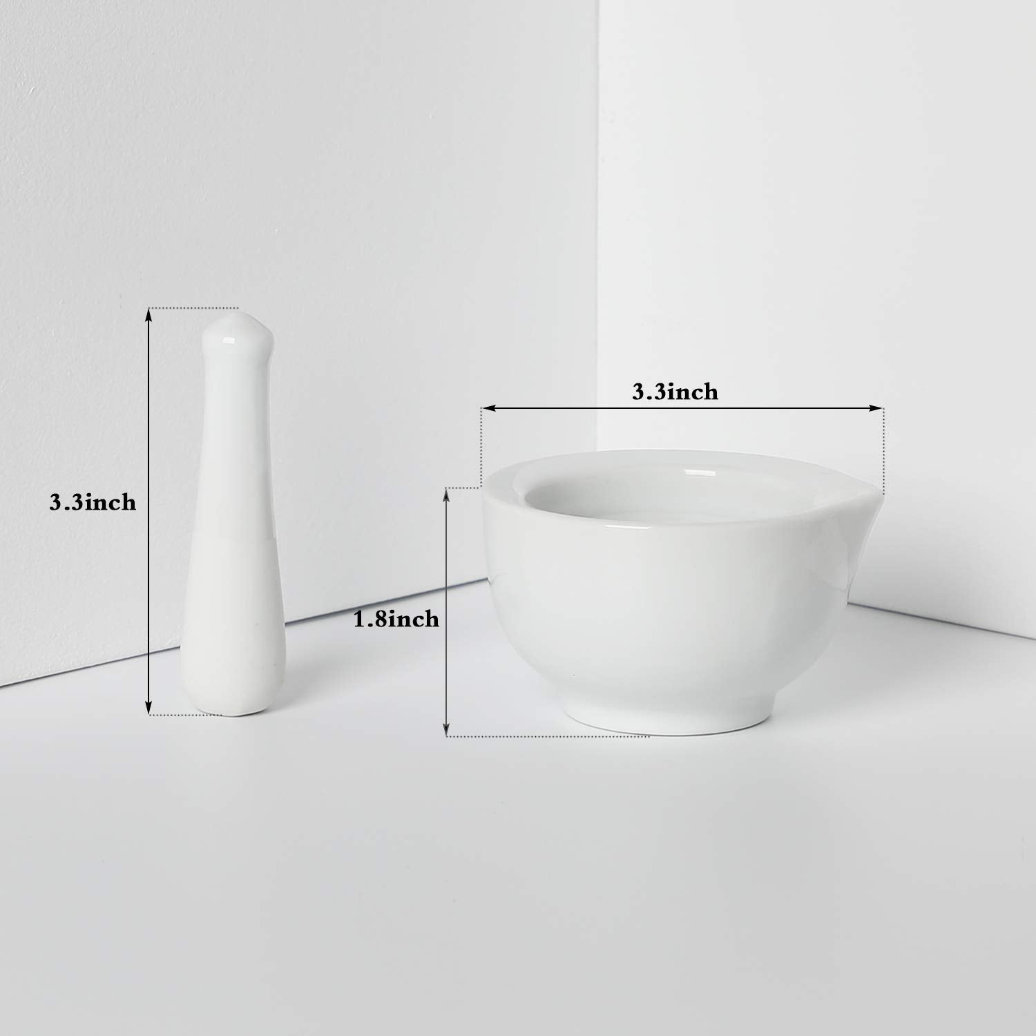 Leetoyi Porcelain Mortar And Pestle, Ceramic Herb Grinder Pill Crusher Set, 3.3-Inch White
