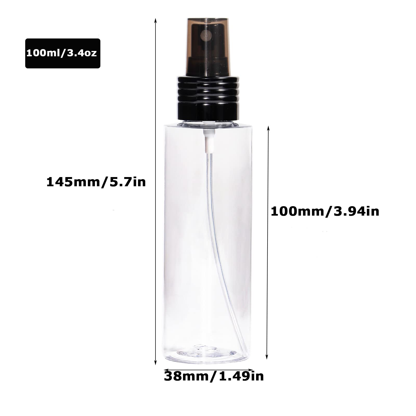 Yebeauty Empty Spray Bottles For Essential Oils, 3.4Oz Refillable Clear Plastic Misting Spray Bottles Atomizer Fine Mister Spray