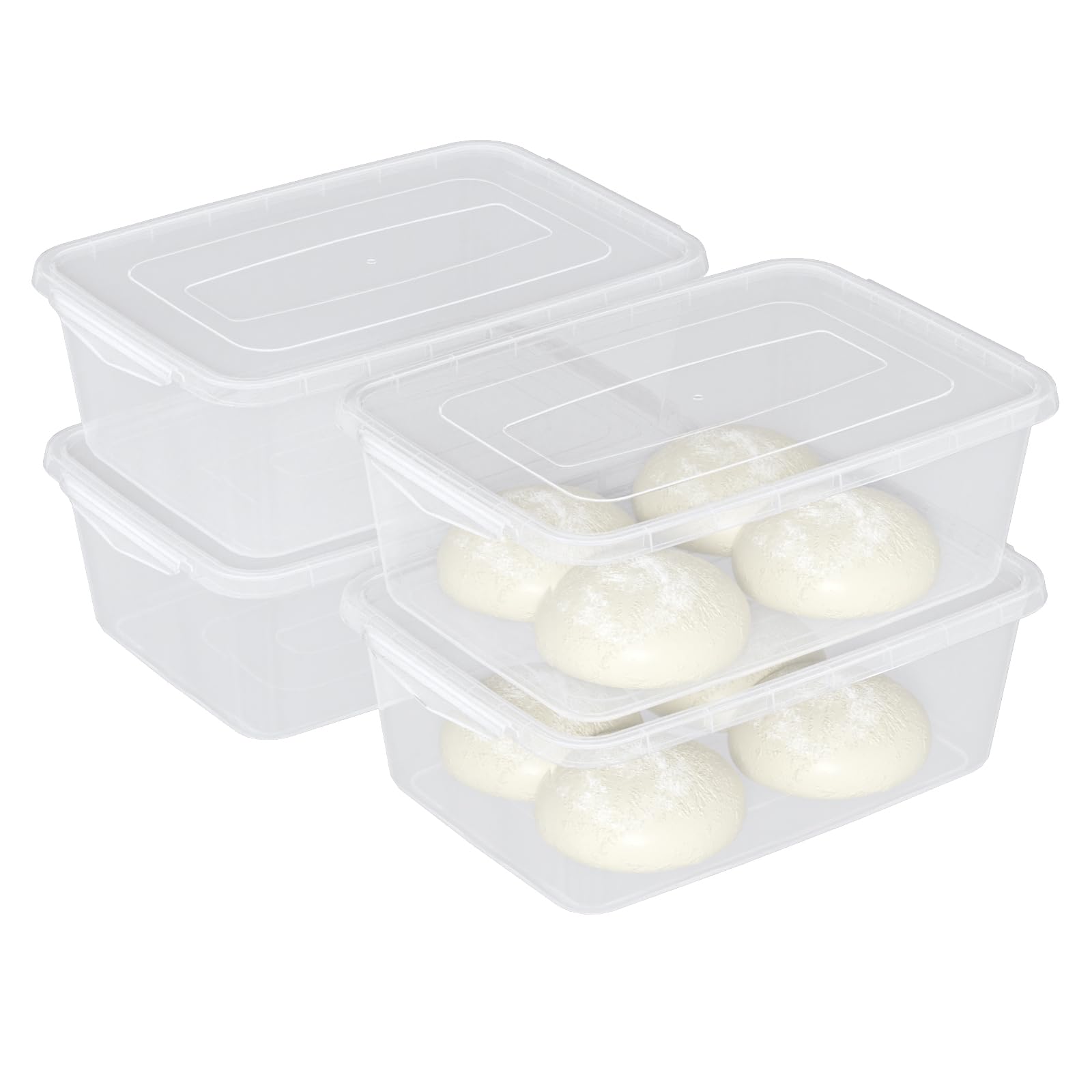 Yuright 14 Quart Clear Plastic Storage Bin, 4 Packs Latching Container Box with Lid, Small Pizza Proofing Tray