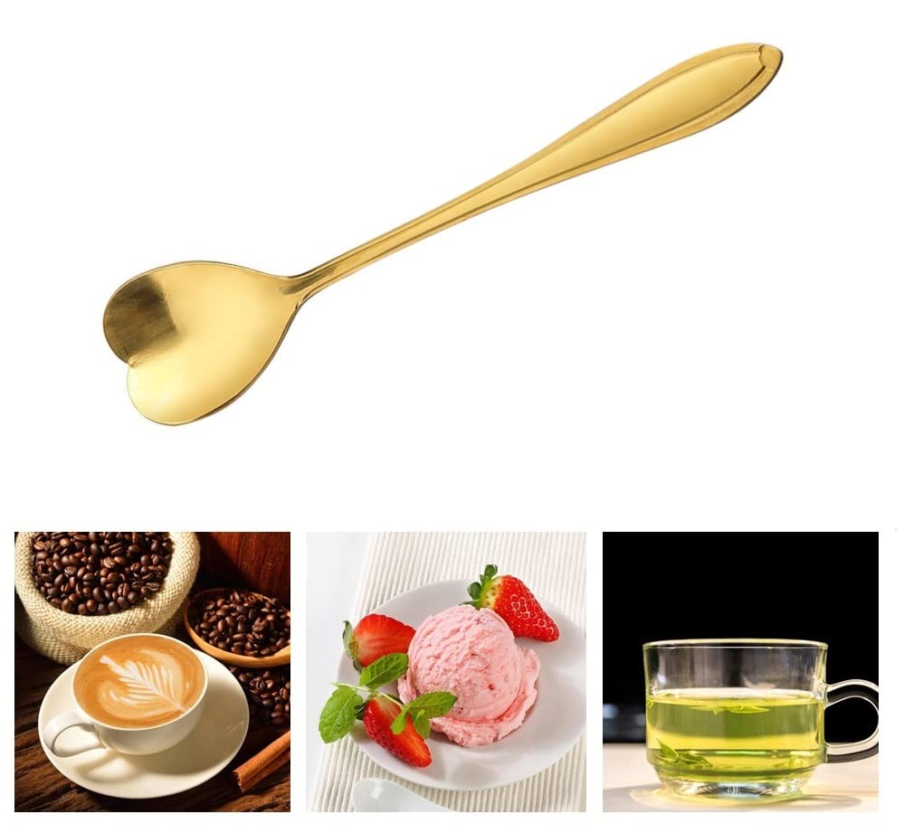 20 Pieces Stainless Steel Coffee Spoon Creative Dessert Spoons For Sugar, Stir, Ice Cream, Cake, Teaspoon Set Heart Shaped Spoon