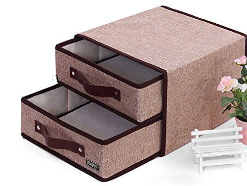 Inditradition Drawer Pattern Foldable Storage Box | UnderBed, UnderTable Storage Box For Home Sundries| 28 X 28 X 20 Cm, NonW