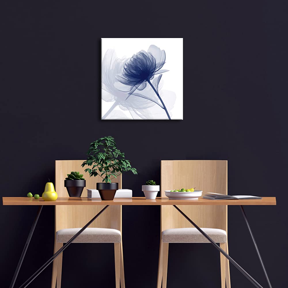 Wieco Art Blue Flickering Flower Modern Abstract Canvas Wall Art Gallery Large Wrapped Perfect Floral Pictures Paintings On Canv